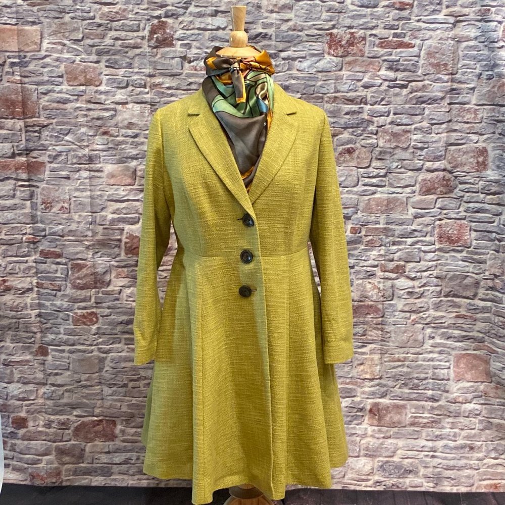 Boden Lime Green Tweed Lightweight Coat